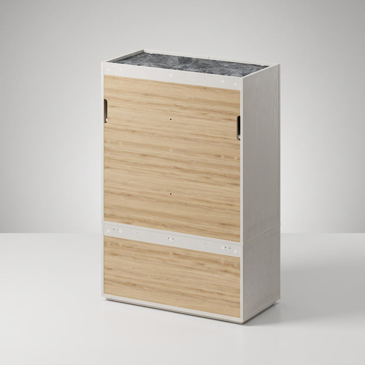 Shoe Cabinet, 46.5" Modular Scalloped with Soft-Close Doors & Open Storage, FlexMod Collection