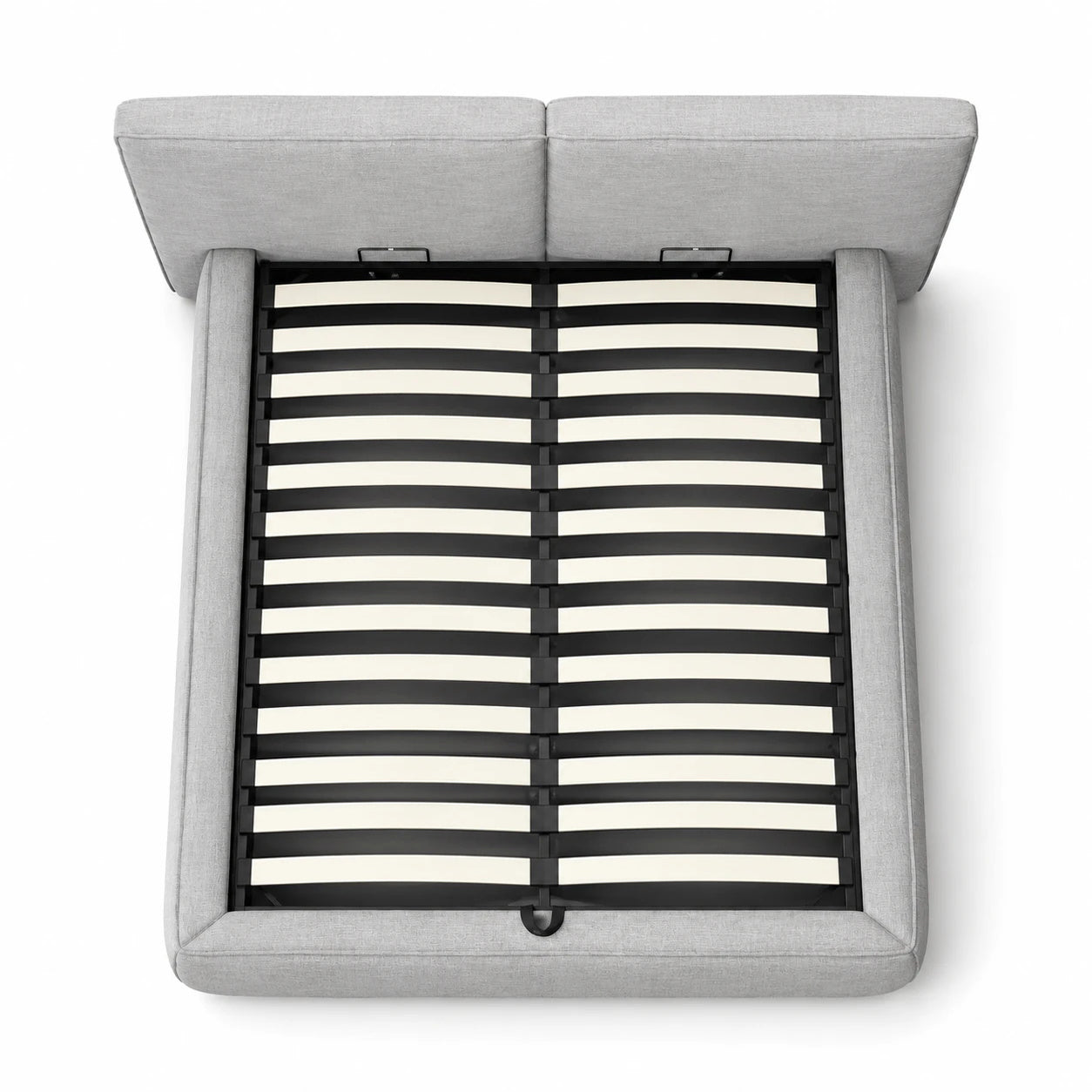 Light Grey Queen Lift-Up Storage Bed Frame with Upholstered Headboard