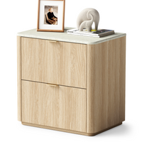 Travertine 23.6" Fluted 2-Drawer Single Nightstand