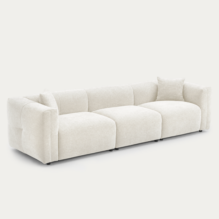 Beige Velvet 3-Seater Sofa | Modern Italian Modular Couch
