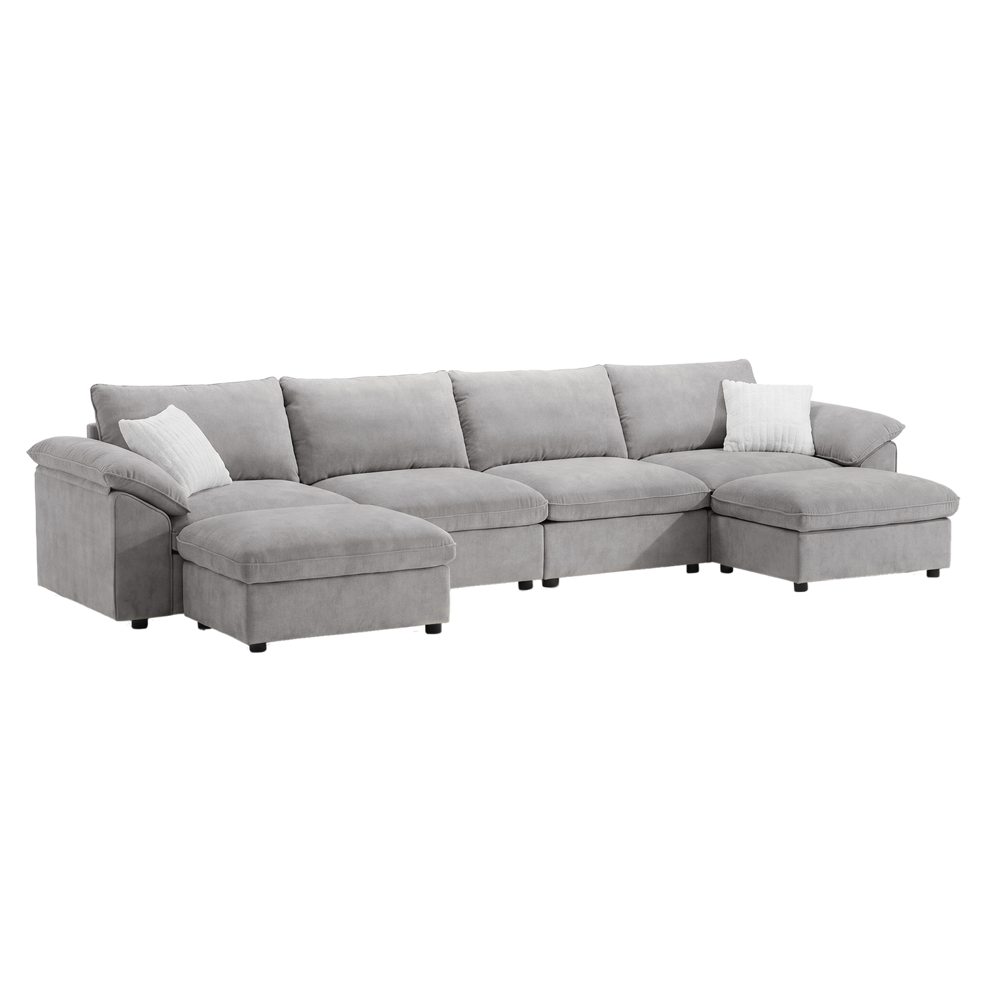 Dreamboat Modular Chenille U-Shape Sofa with Storage Ottoman,Gray
