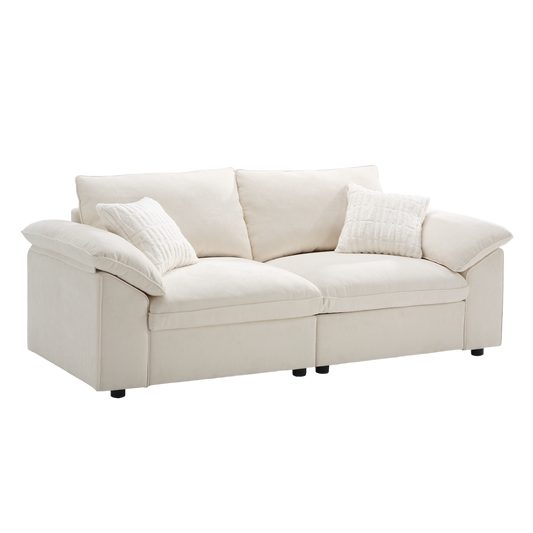 Dreamboat Modular Chenille Loveseat Sofa with Wide Arms,Beige