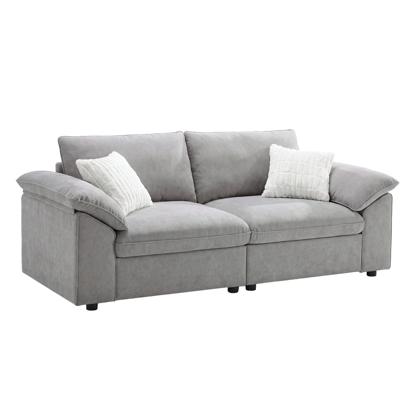 Dreamboat Modular Chenille Loveseat Sofa with Wide Arms,Gray