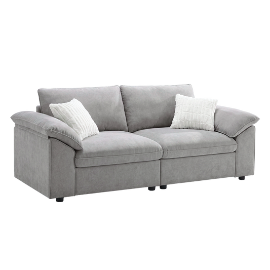 Dreamboat Modular Chenille Loveseat Sofa with Wide Arms,Gray
