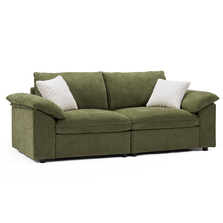 [Pre-sale] Dreamboat Modular Chenille Loveseat Sofa with Wide Arms, Green