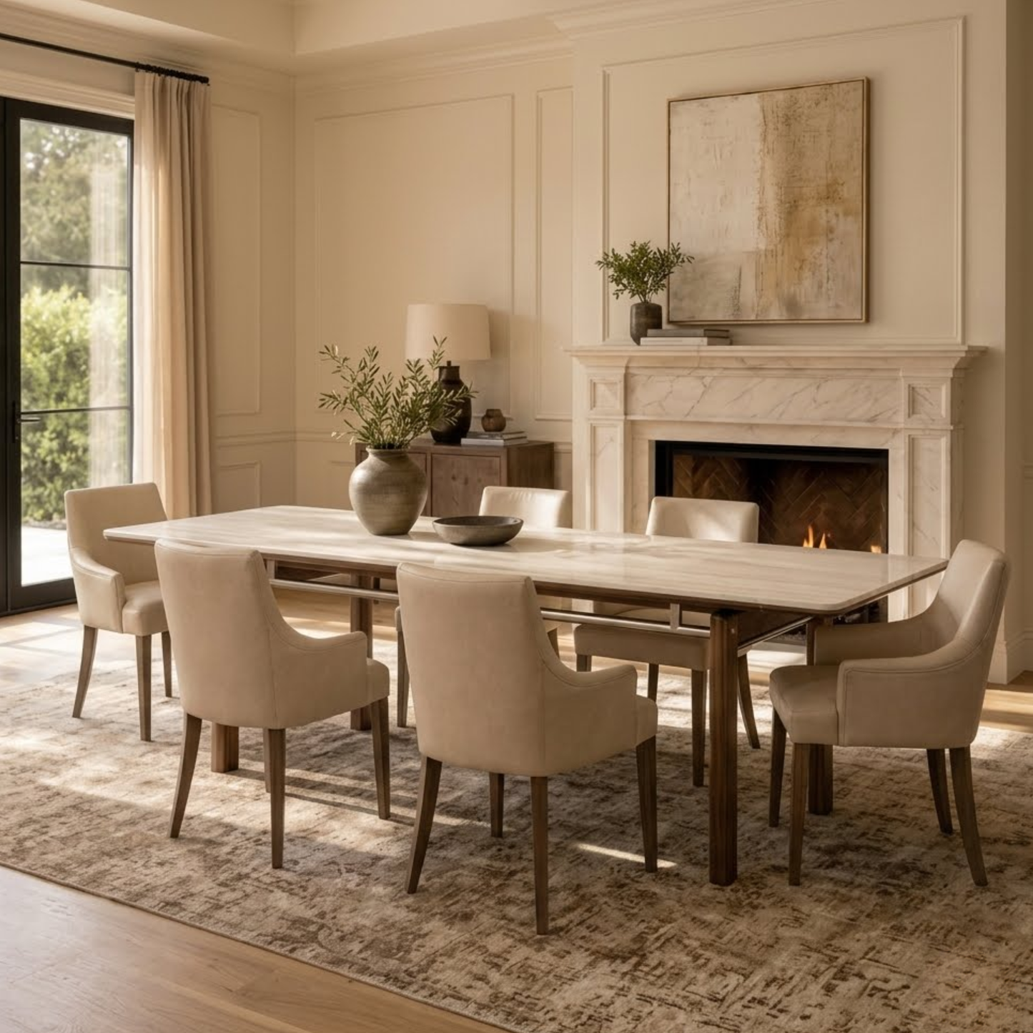 [Pre-Sale] 79" Matte Sintered Stone Dining Table, Roman Yellow for 6-8 People