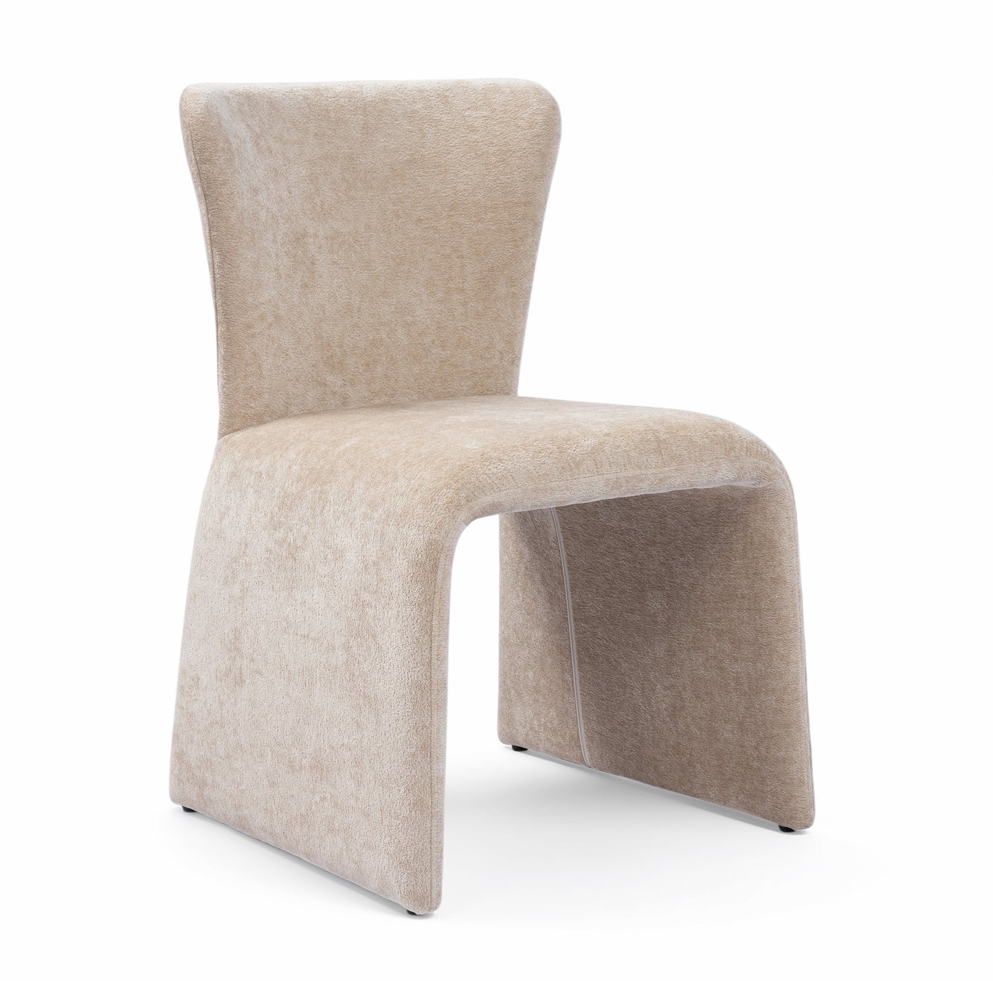U Base Chenille Dining Chairs Set of 2,Light Coffee