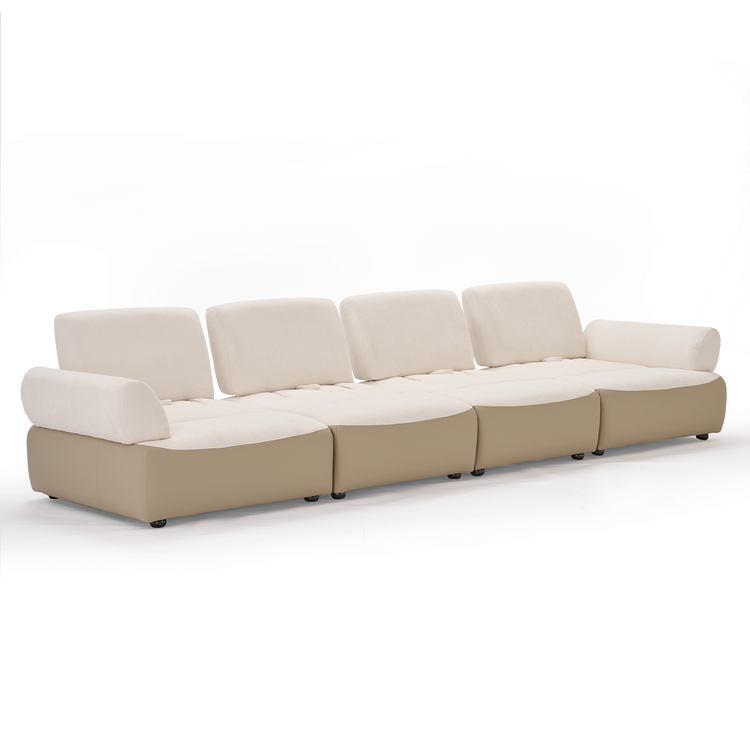 [Preventa] Sofá moderno de 152 pulgadas, extra ancho, de 4 plazas y asiento profundo - Chenilla verde oliva y piel sintética