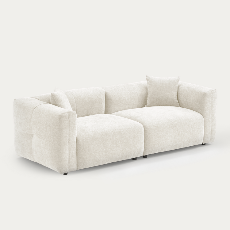 Beige Velvet 2-Seater Sofa | Modern Italian Modular Loveseat
