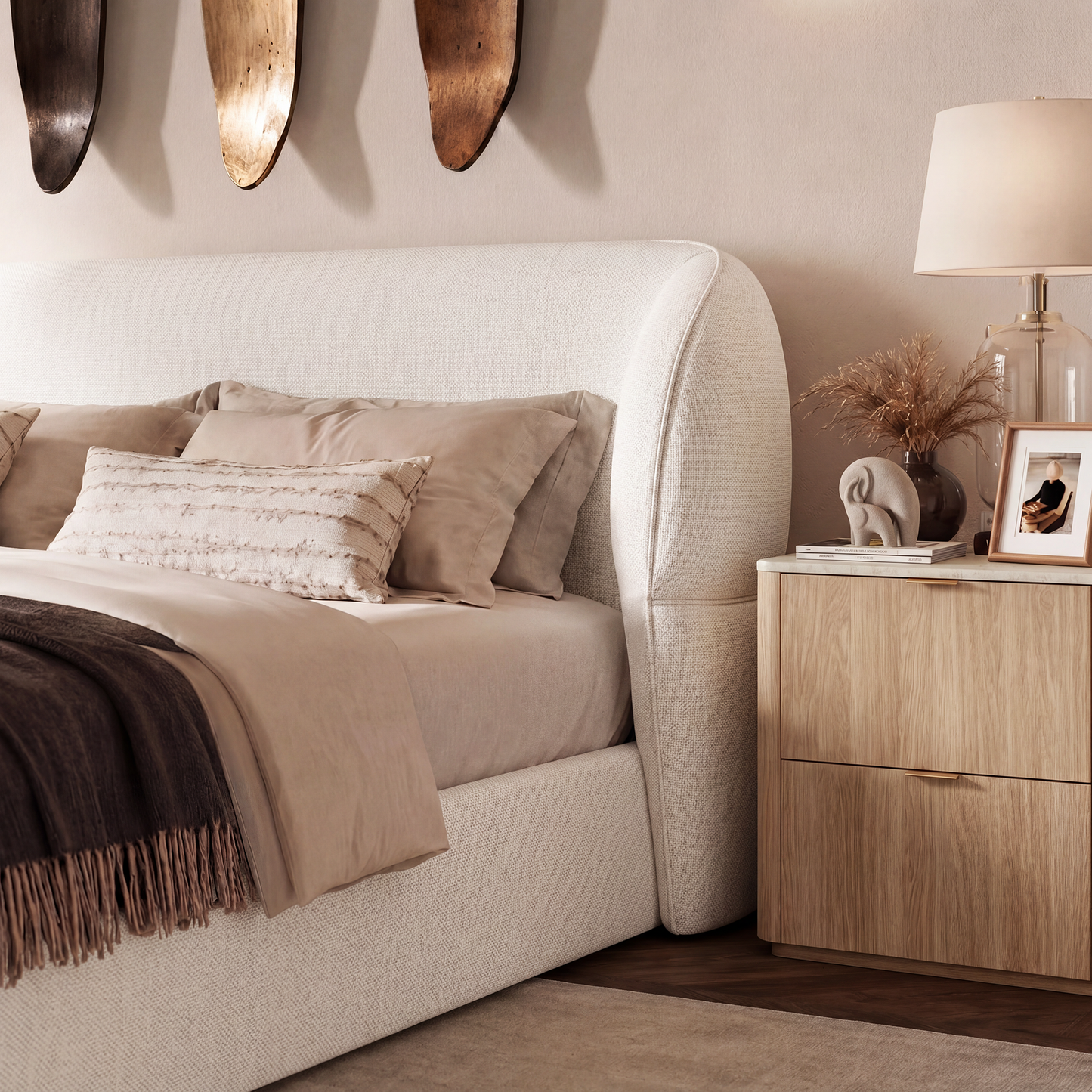 [Pre-sale] Cloud Cream Queen Platform Bed Frame with Pillow-Soft Wingback Headboard