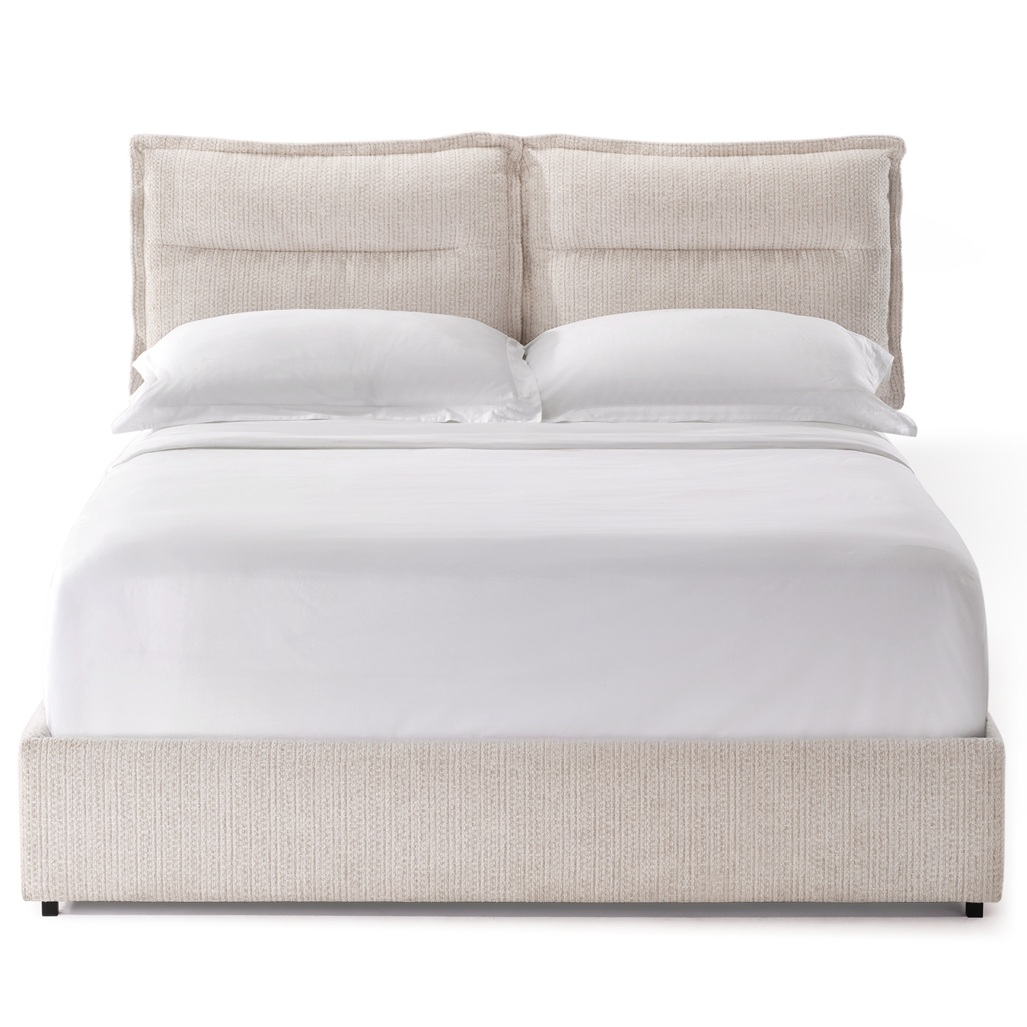 Tareya Queen Upholstered Bed Frame with 4 Storage Drawers, Beige