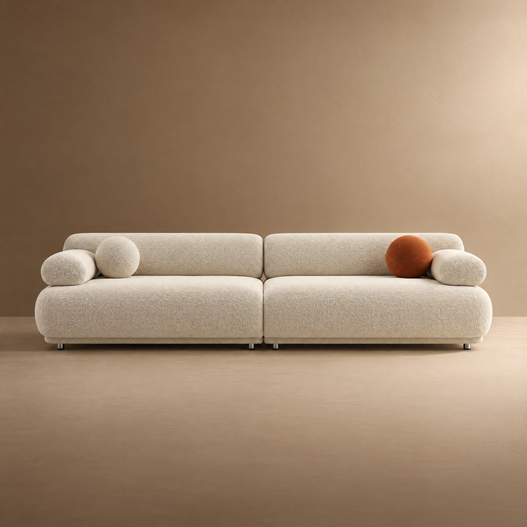 Sofá de 3 plazas de terciopelo beige | Sofá modular italiano moderno