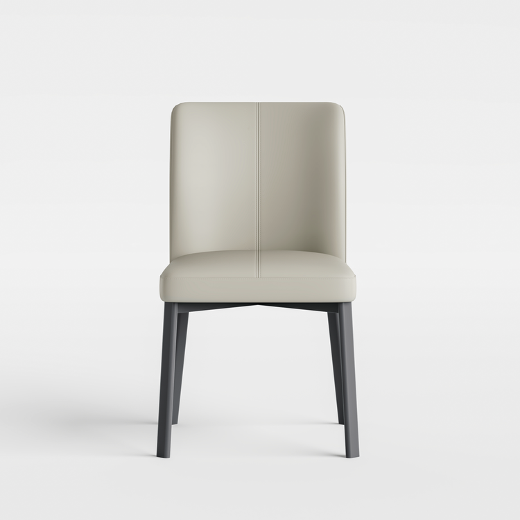 2-Pack White PVC Dining Chairs with Double Half Stitch Detailing