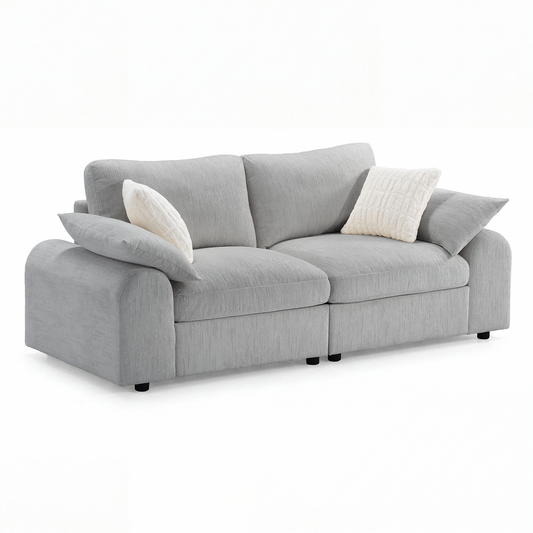 Rialto Modular Chenille Loveseat Sofa with Curved Armrests,Gray