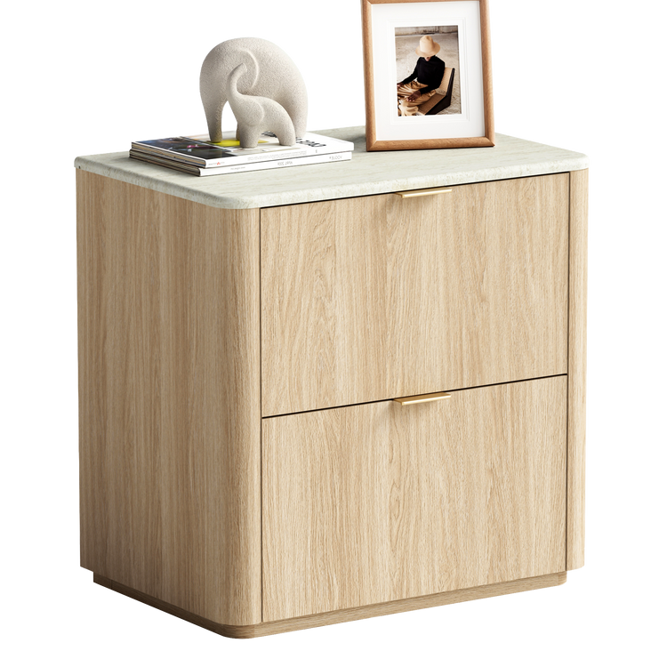 [Pre-Sale] Travertine 23.6" Fluted 2-Drawer Single Nightstand