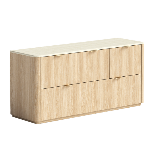 Travertine 51" 5-Drawer Dresser, Beige