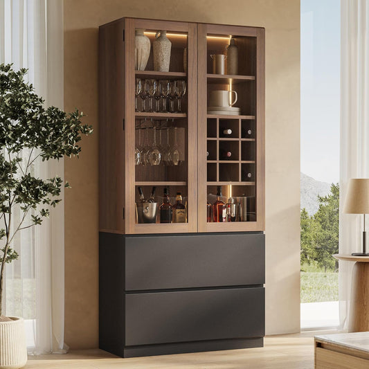 Whisper Series 71" Storage Cabinet with LED & Wine Rack