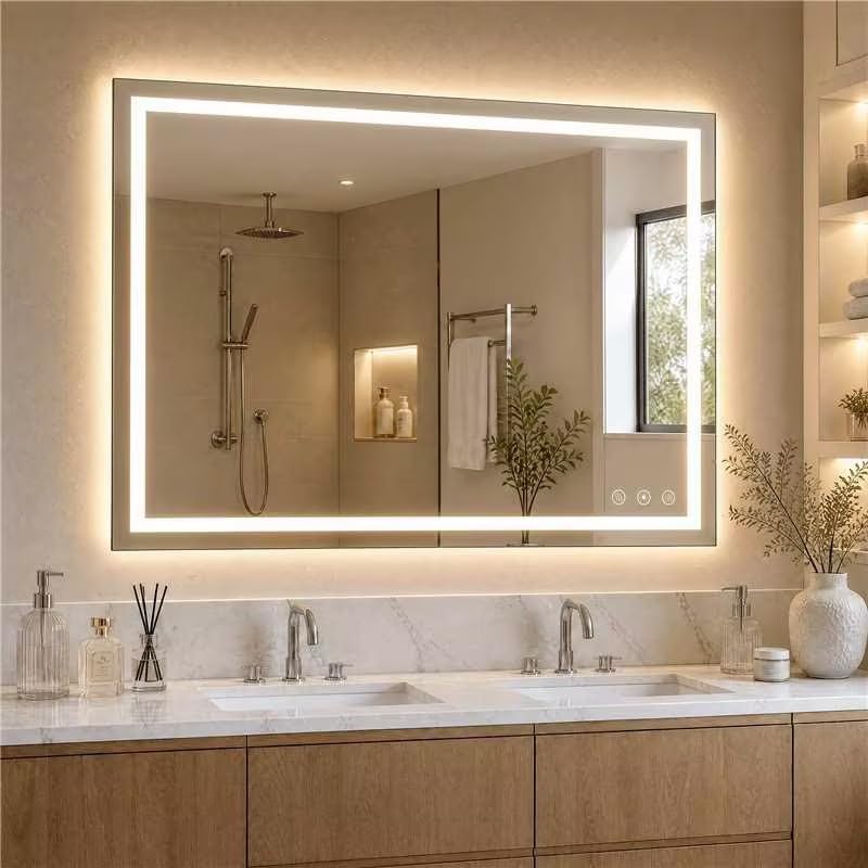 40"L x 32"W LED  Smart Vanity Mirror with Anti-Fog, Dimmable Backlit & Front Lit - Bathroom Mirror
