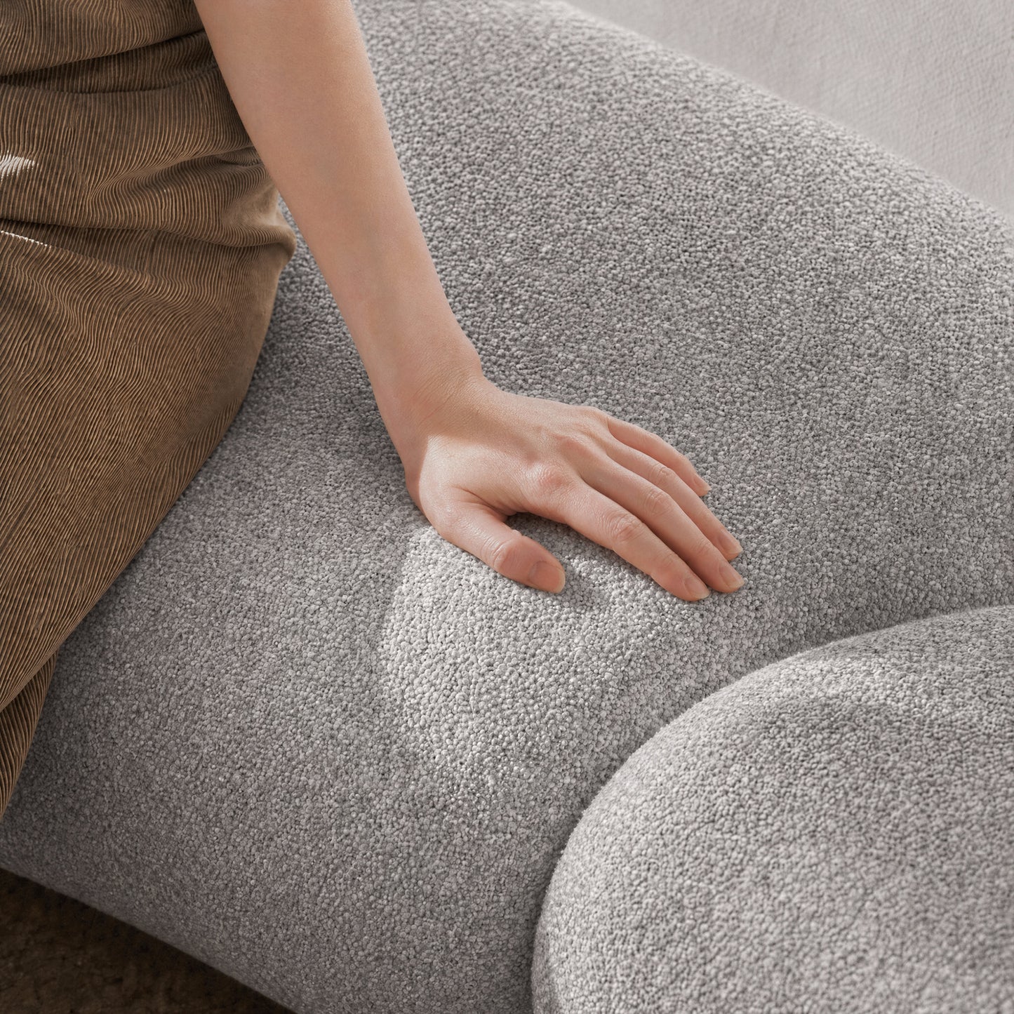 [Pre-Sale] Modern Organic Curved Boucle Sofa Large Modular Sectional Couch - Grey