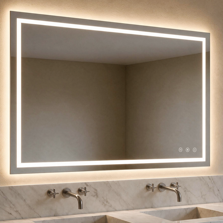 60"L x 36"W LED  Smart Vanity Mirror with Anti-Fog, Dimmable Backlit & Front Lit - Bathroom Mirror