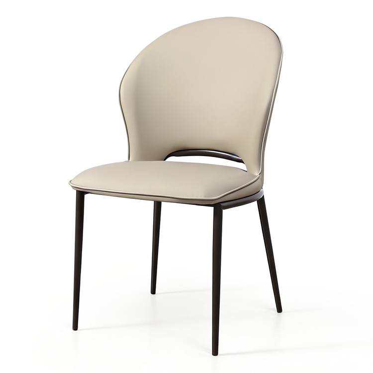 2Pack Beige Modern Upholstered PU Leather Dining Chairs