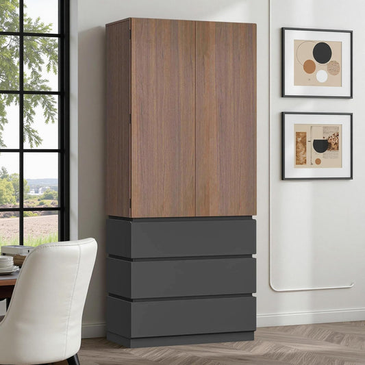 Whisper Series 70.8" Kitchen Pantry with 3 Drawers & Magnetic Closure