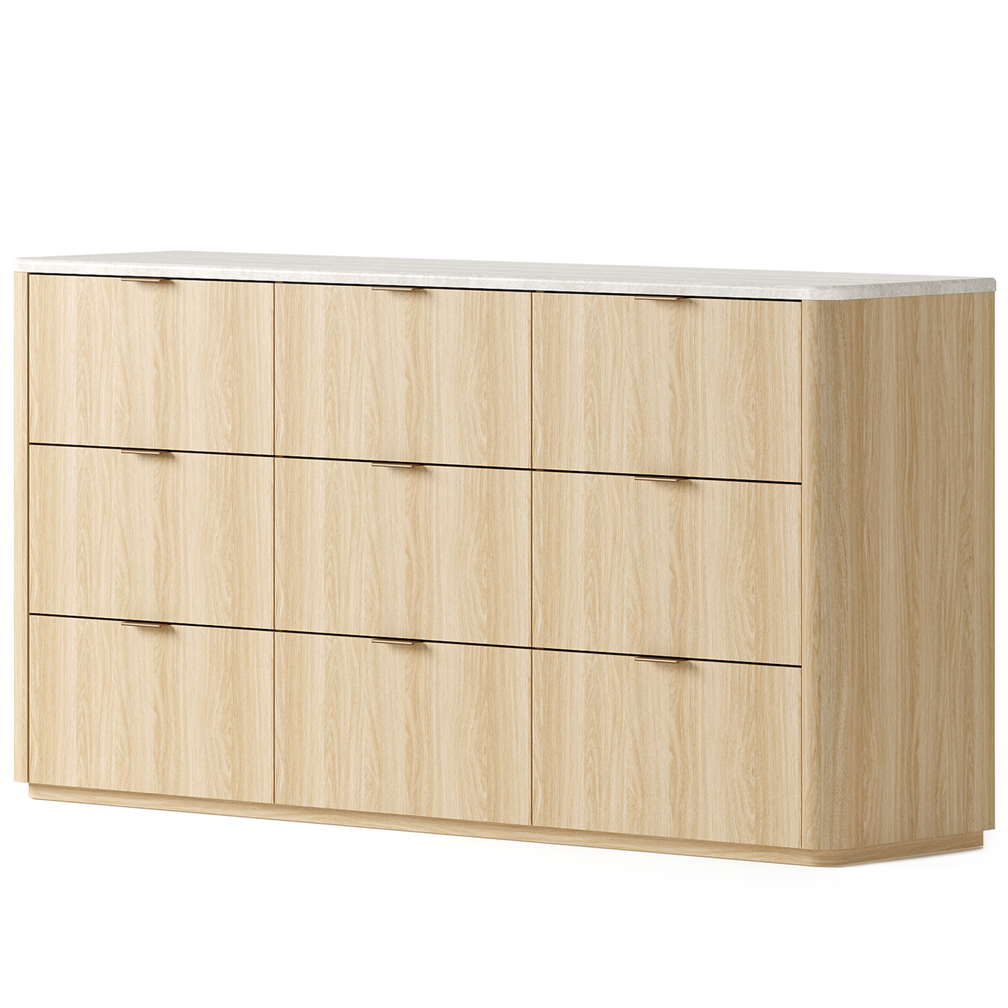 Travertine Fluted 9-Drawer Dresser, Natural