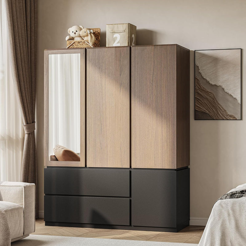 Whisper Series 71" Wardrobe with Mirror & Drawers