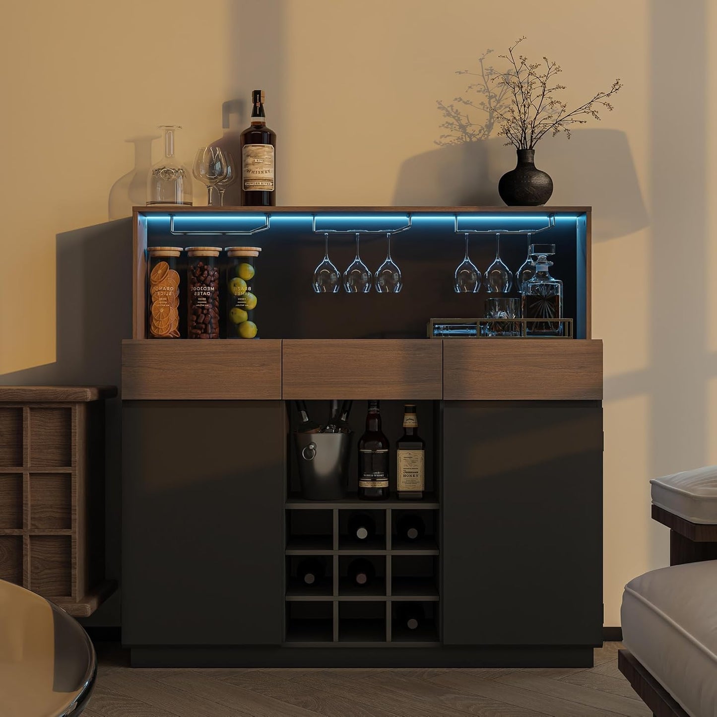 Whisper Series Wine & Coffee Bar with LED & Charging
