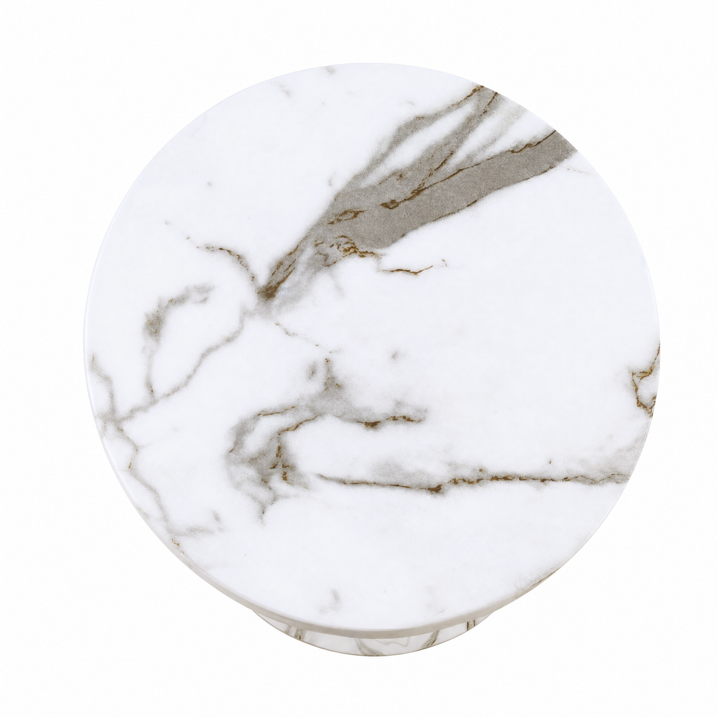 [Pre-Sale] Vase Pedestal Round Side Table - White Marble-Look Finish
