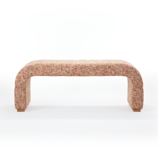 Dione Curved U-Shaped Ottoman Bench, Canyon Dawn Red