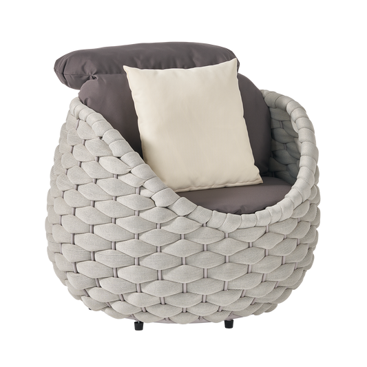 [Pre-Sale] Eggshell Handwoven Rope Outdoor Lounge Chair