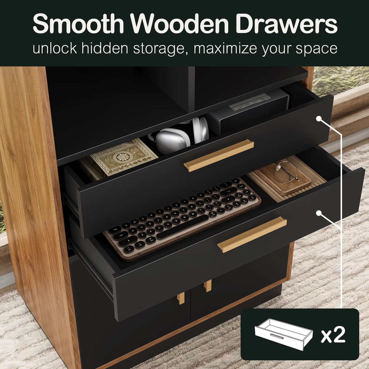 Soren 59" Wood Walnut Bookcase