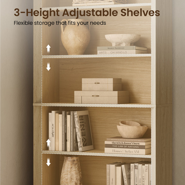 Arlo 72" Tall Bookcase, 6-Tier Open Bookshelf with Adjustable Shelves
