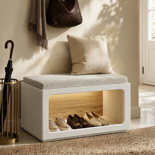 FlexMod 31.5" Modular Entryway Shoe Bench with 3-Color LED Light & Cushioned Seat
