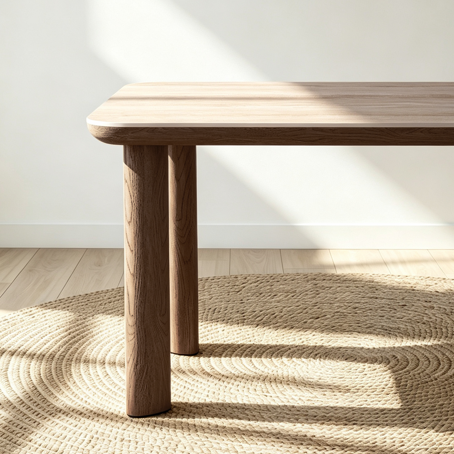 63" Mid-Century Modern Travertine Sintered Stone Dining Table for 4-6