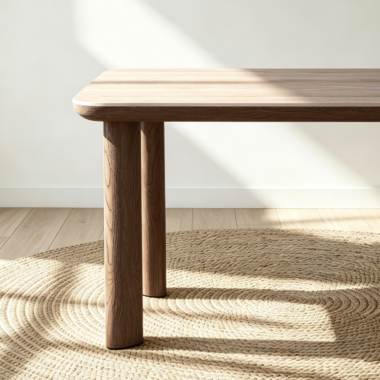 63" Mid-Century Modern Travertine Sintered Stone Dining Table for 4-6
