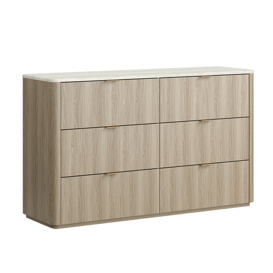 Travertine 54" 6-Drawer Chest of Drawers, Gray