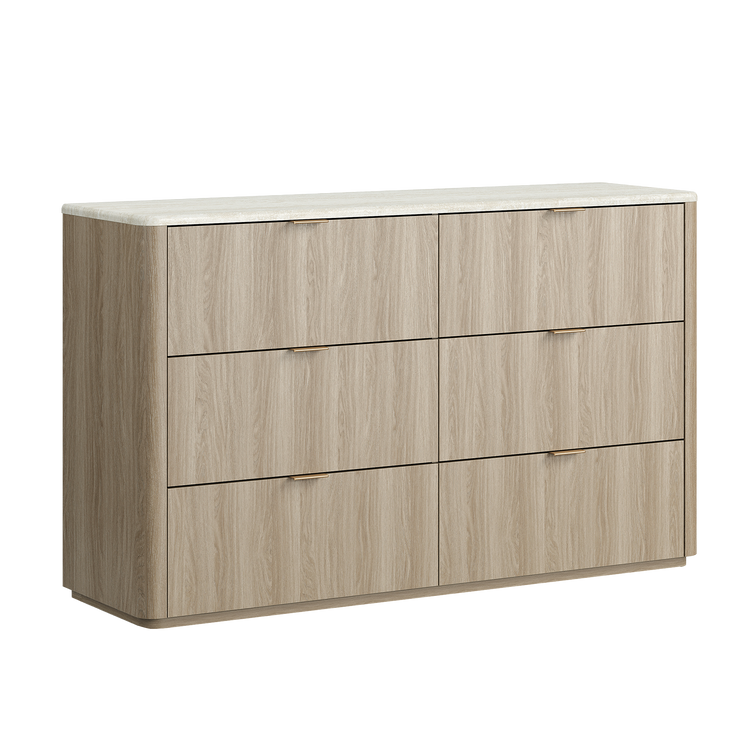 Travertine 54" 6-Drawer Chest of Drawers, Gray