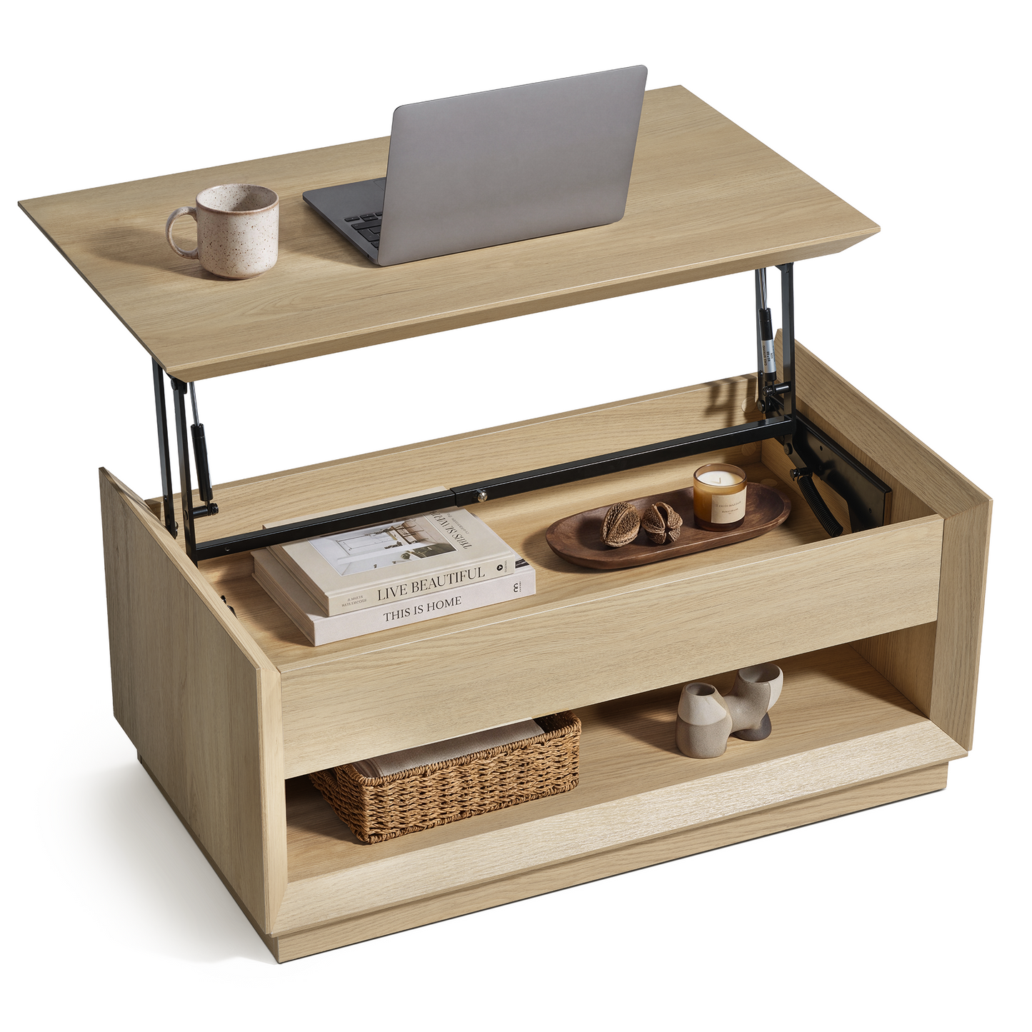 Arlo 35" Lift Top Coffee Table, Modern Wood Coffee Table with Storage
