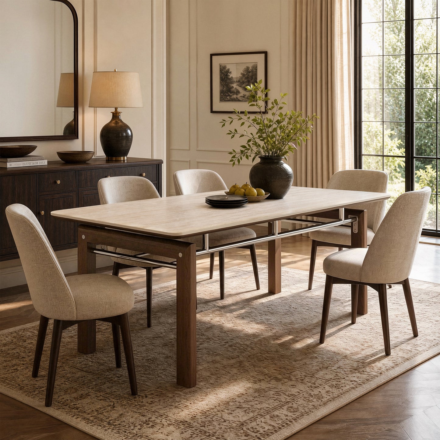 [Pre-Sale] 63" Matte Sintered Stone Dining Table, Roman Yellow for 4-6 People