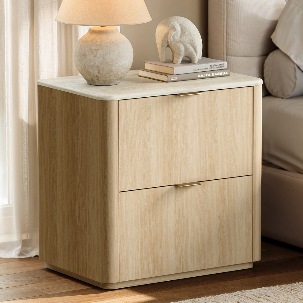 [Pre-Sale] Travertine 23.6" Fluted 2-Drawer Single Nightstand