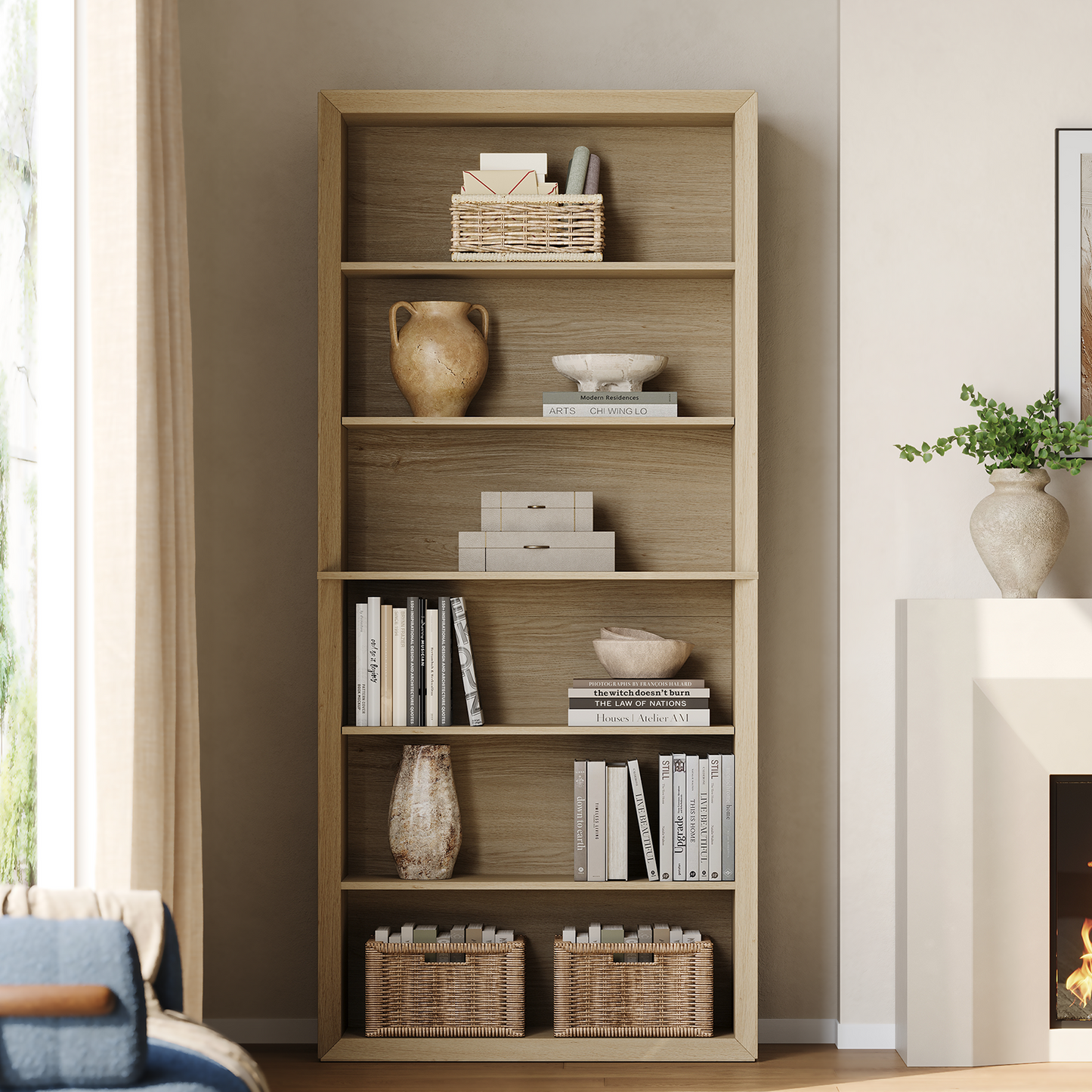 Arlo 72" Tall Bookcase, 6-Tier Open Bookshelf with Adjustable Shelves