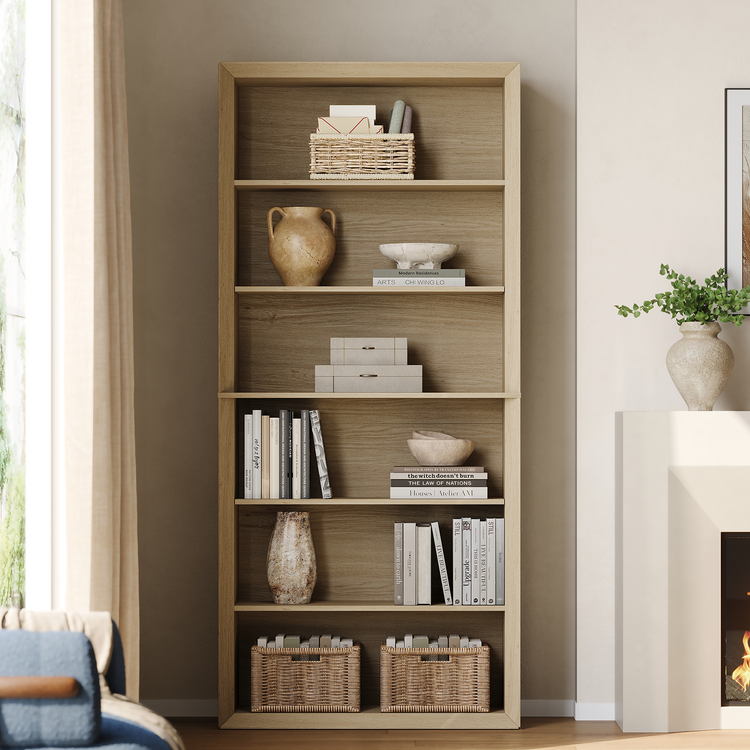 Arlo 72" Tall Bookcase, 6-Tier Open Bookshelf with Adjustable Shelves