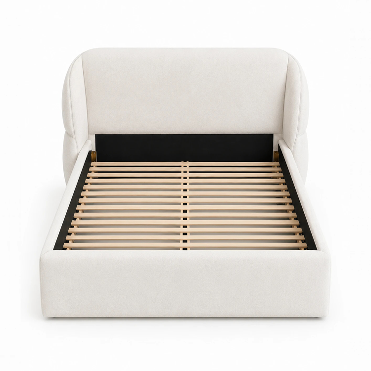 Cloud Cream Queen Platform Bed Frame with Pillow-Soft Wingback Headboard