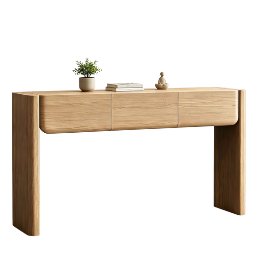 60 Inch Curved Edge 3 Drawer Modern Entryway Console Table