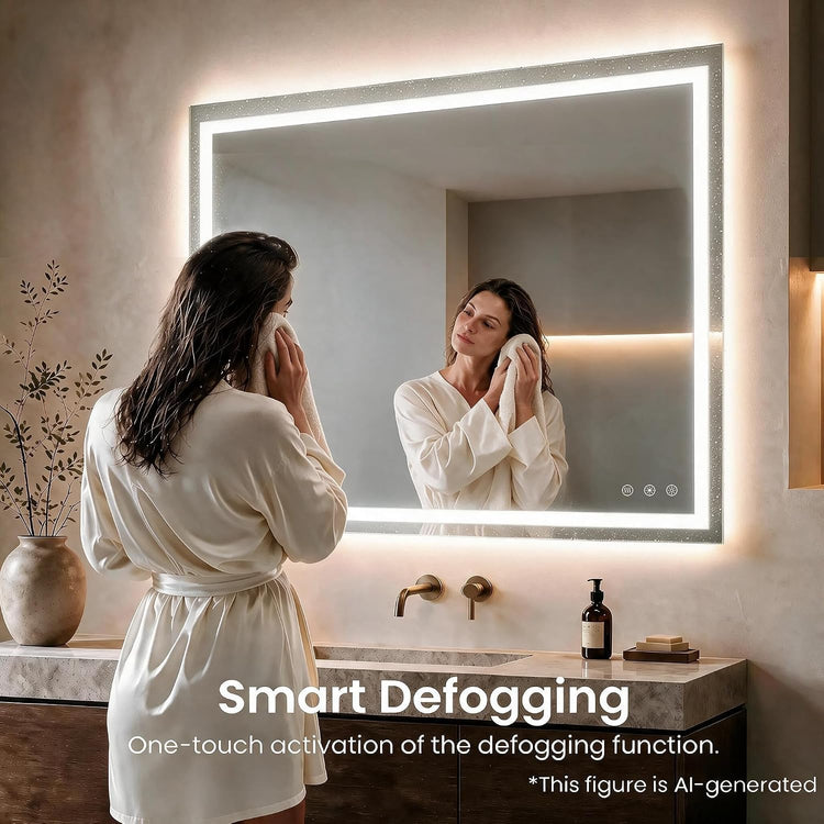 40"L x 32"W LED  Smart Vanity Mirror with Anti-Fog, Dimmable Backlit & Front Lit - Bathroom Mirror