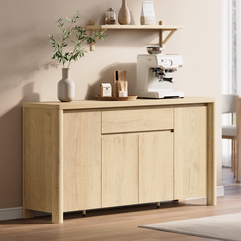 63" Sideboard Cabinet with Thick Top, Rounded Corners & Legs