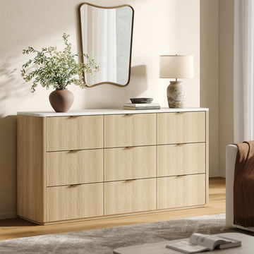 [Pre-sale] Travertine Fluted 9-Drawer Dresser, Natural