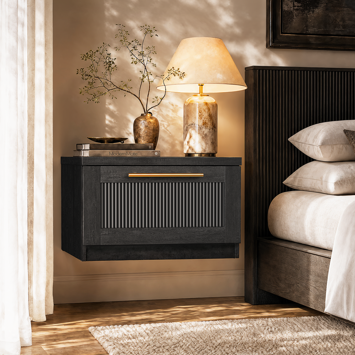Harmo Block Black Floating Nightstand